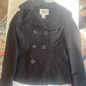 NWT American Rag Black Hooded Double-Breasted Peacoat